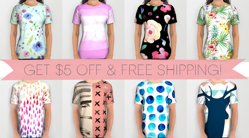 Free Shipping + $5 Off All Over Print Tees