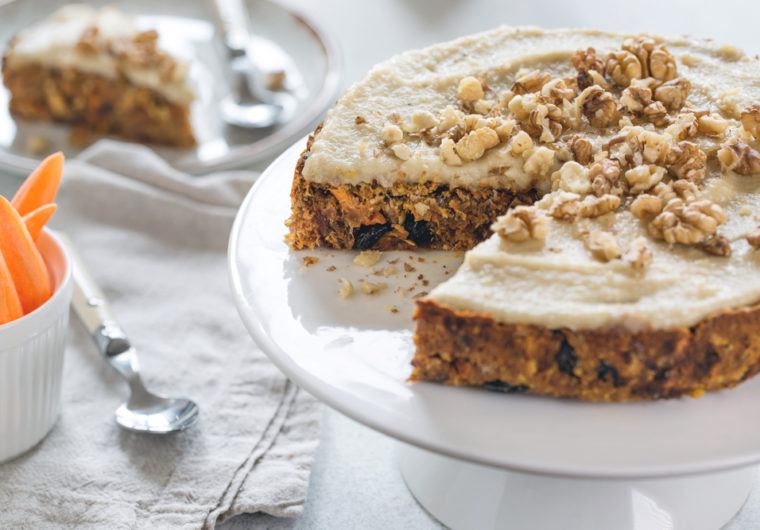 How to Make Vegan Gluten-free Carrot Cake with Cashew Frosting and Walnuts