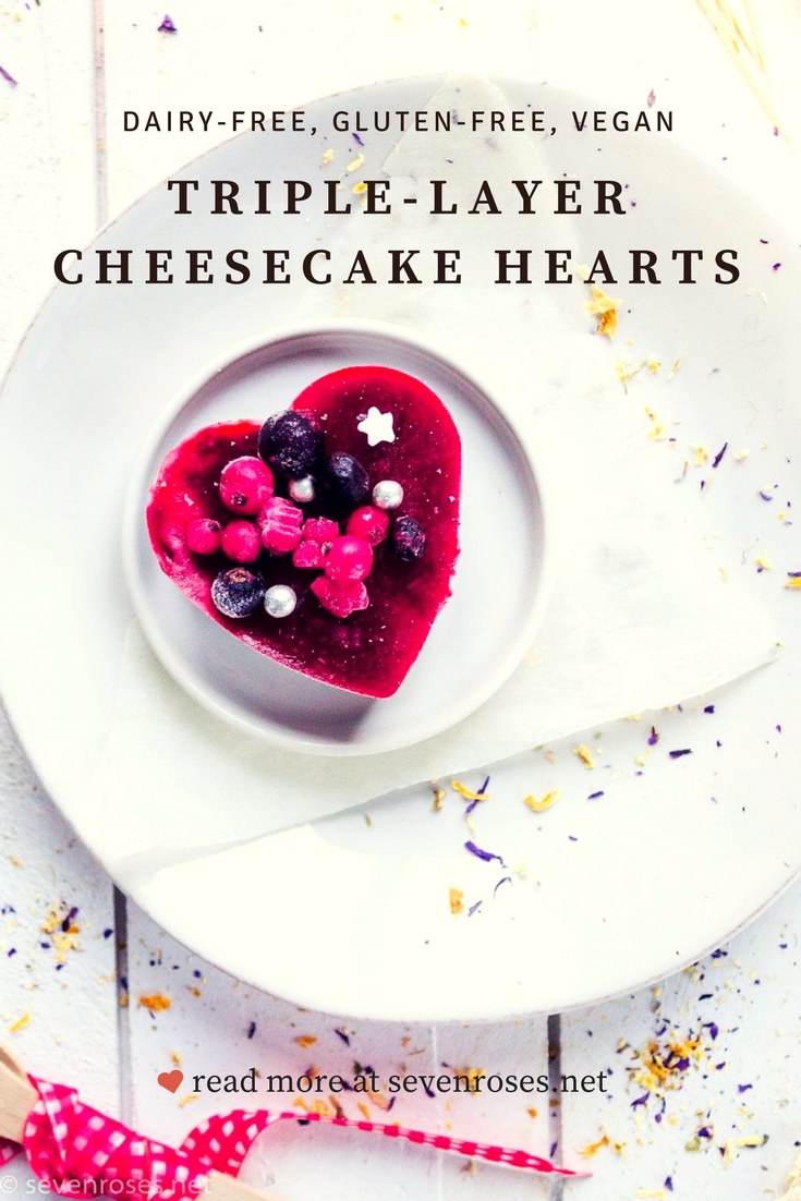 Triple-layer cheesecake hearts