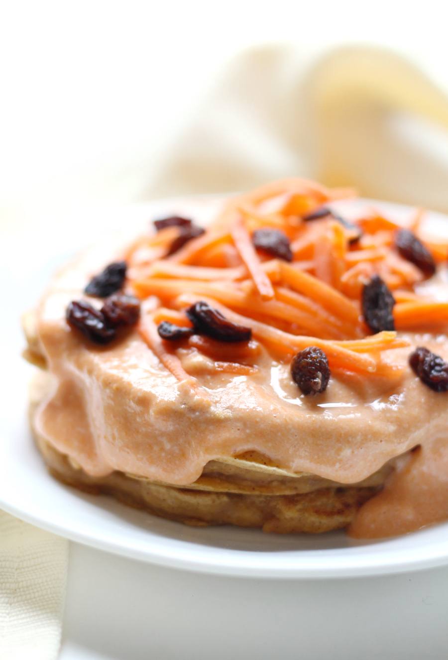 Carrot Cake Pancakes with Carrot Cream Frosting (Gluten-Free, Allergy-Free, Vegan)