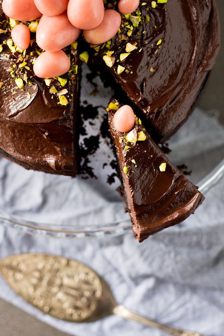 Dark chocolate beetroot cake with chocolate ganache frosting