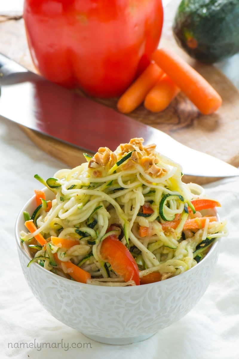 10-Minute Vegan Pad Thai Zucchini Noodles