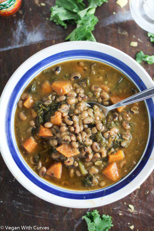 Sweet Potato Kale Black Eyed Pea Soup
