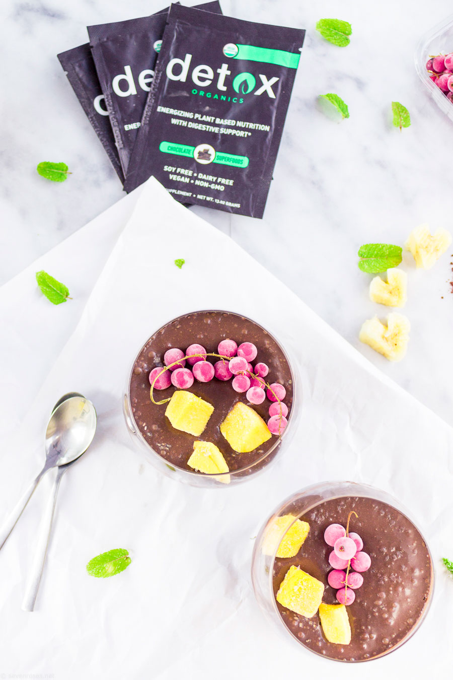 Chocolate-chia pudding featuring Detox Organics