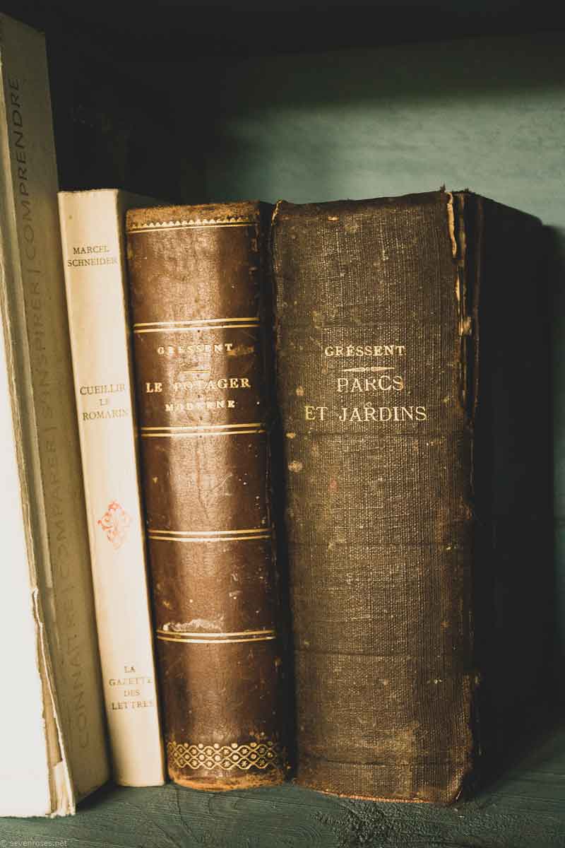 Vintage books at Jardin de Berchigranges