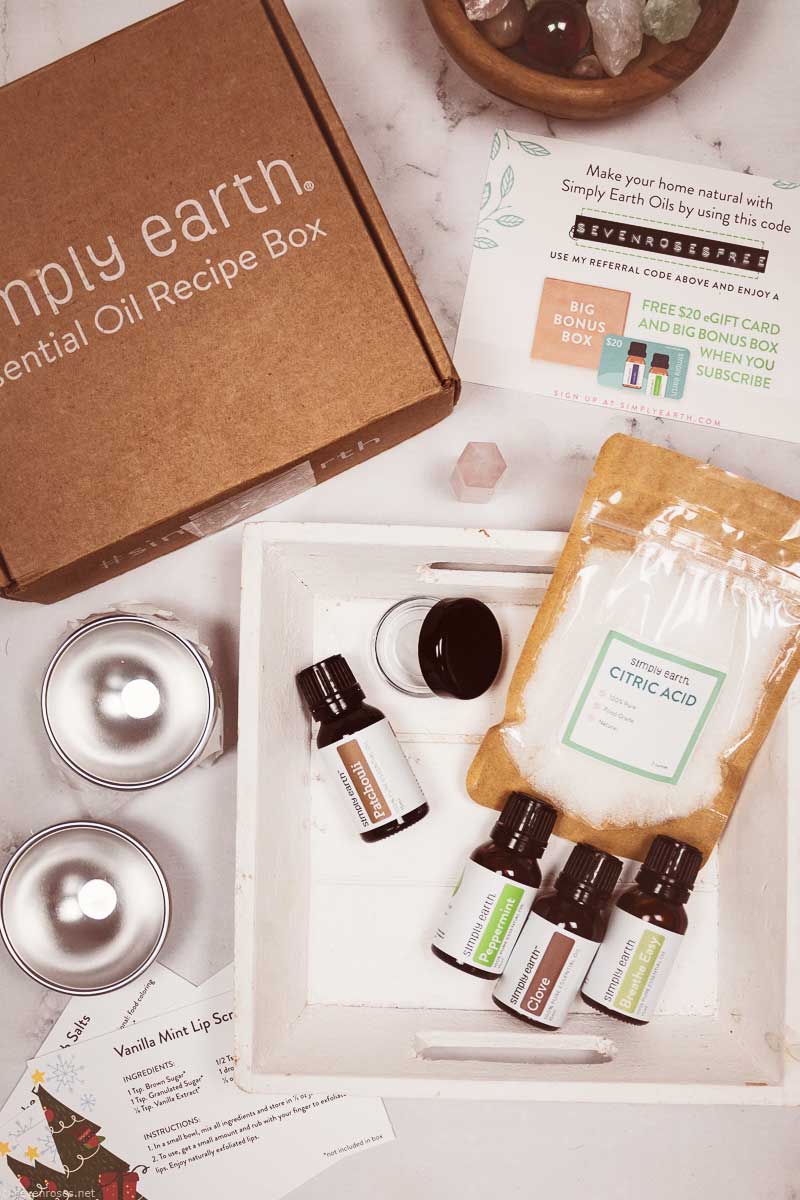Simply Earth Essential Oil recipe box unboxing