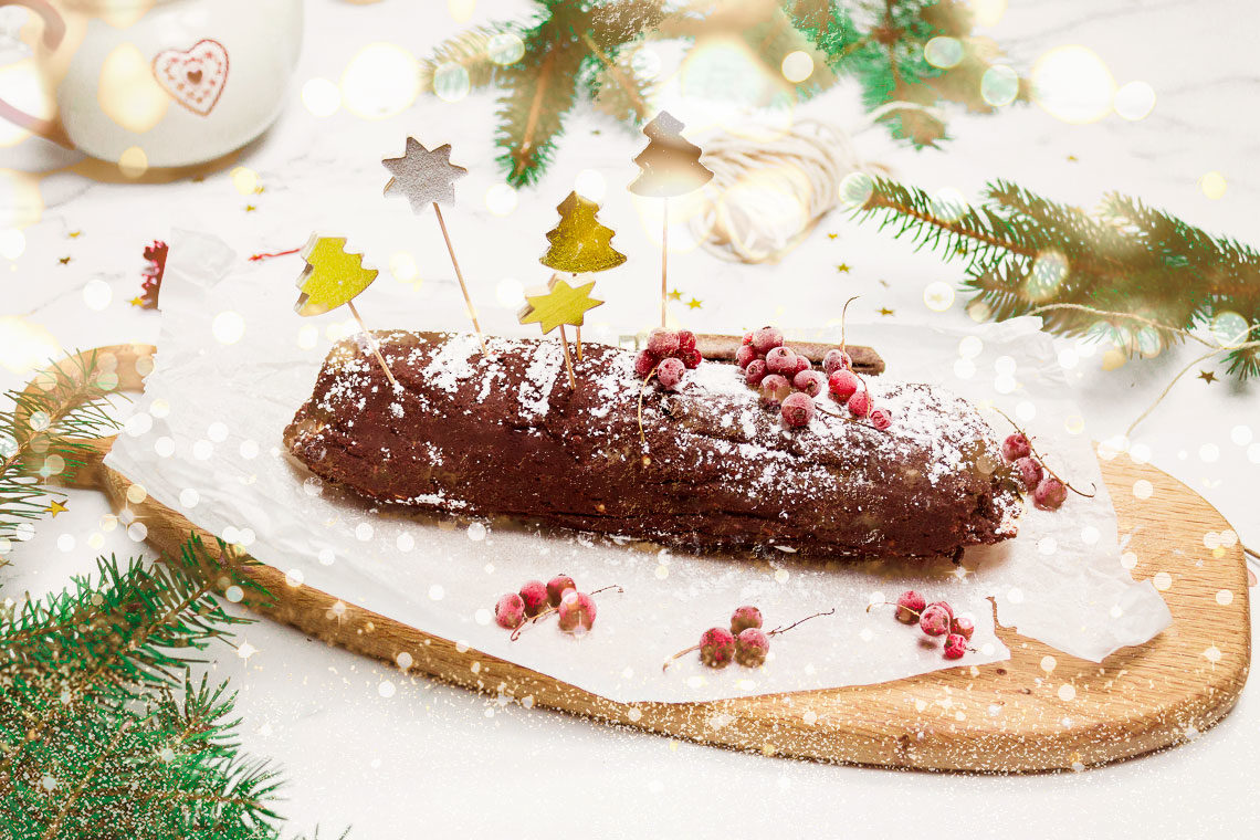 Vegan Chocolate Salami - no bake Christmas dessert
