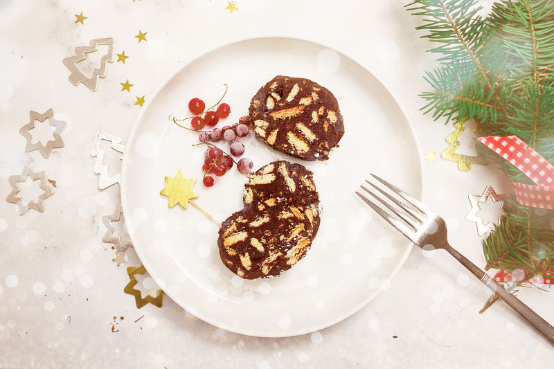 Vegan Chocolate Salami - no bake Christmas dessert