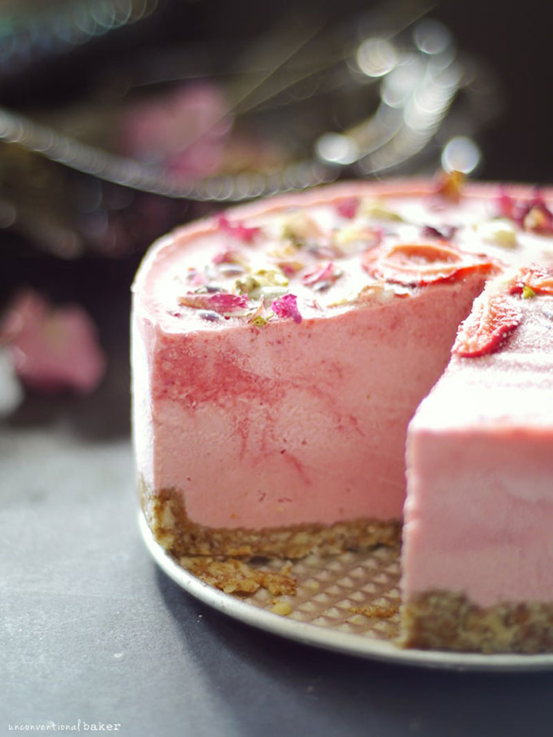 Strawberry lime macadamia cheesecake