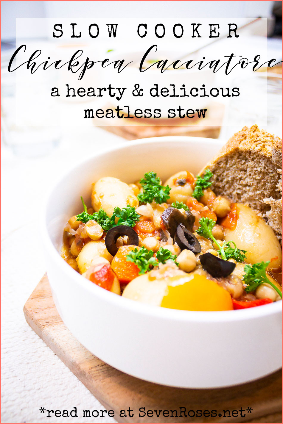 Slow cooker Chickpea Cacciatore: a hearty and delicious meatless stew