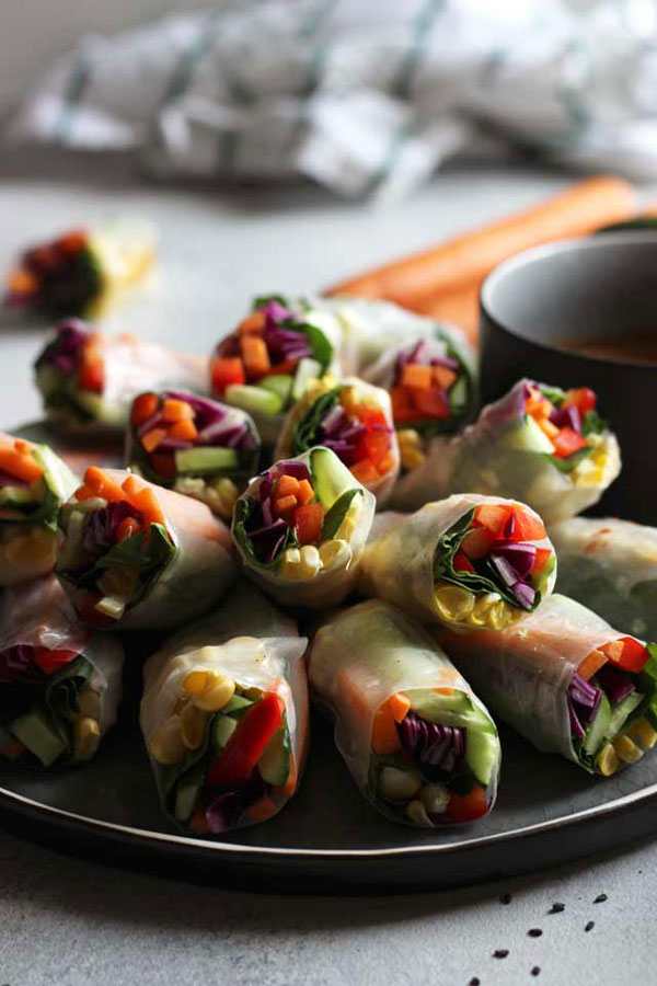 Fresh Rainbow Vegan Spring Rolls