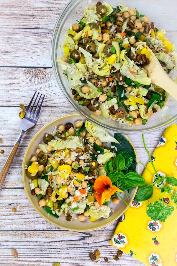 Green and Gold Brown Rice Salad