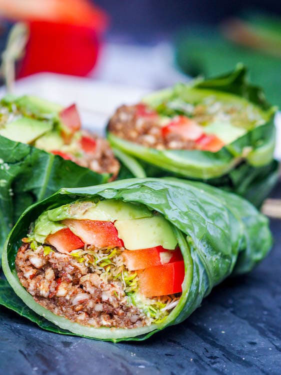 RAW VEGAN COLLARD WRAPS RECIPE