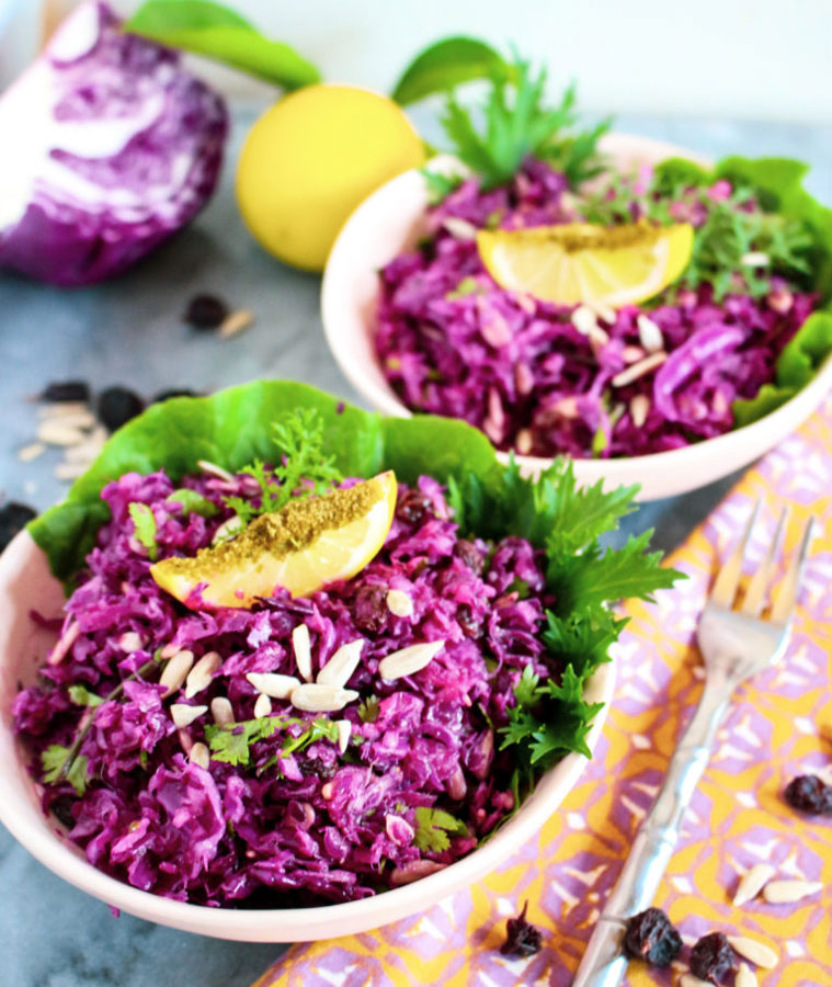 Red Cabbage Raisin Slaw 