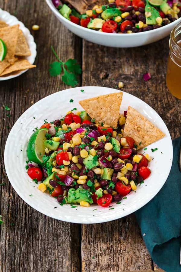 AVOCADO BLACK BEAN CORN SALAD W/ CILANTRO LIME DRESSING