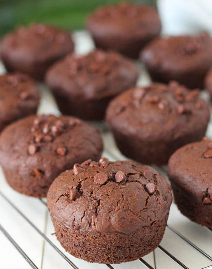 Vegan Gluten Free Chocolate Zucchini Muffins