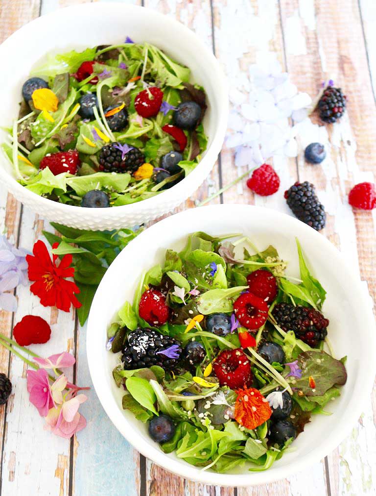 Flower Power Salad with Rose Vinaigrette 