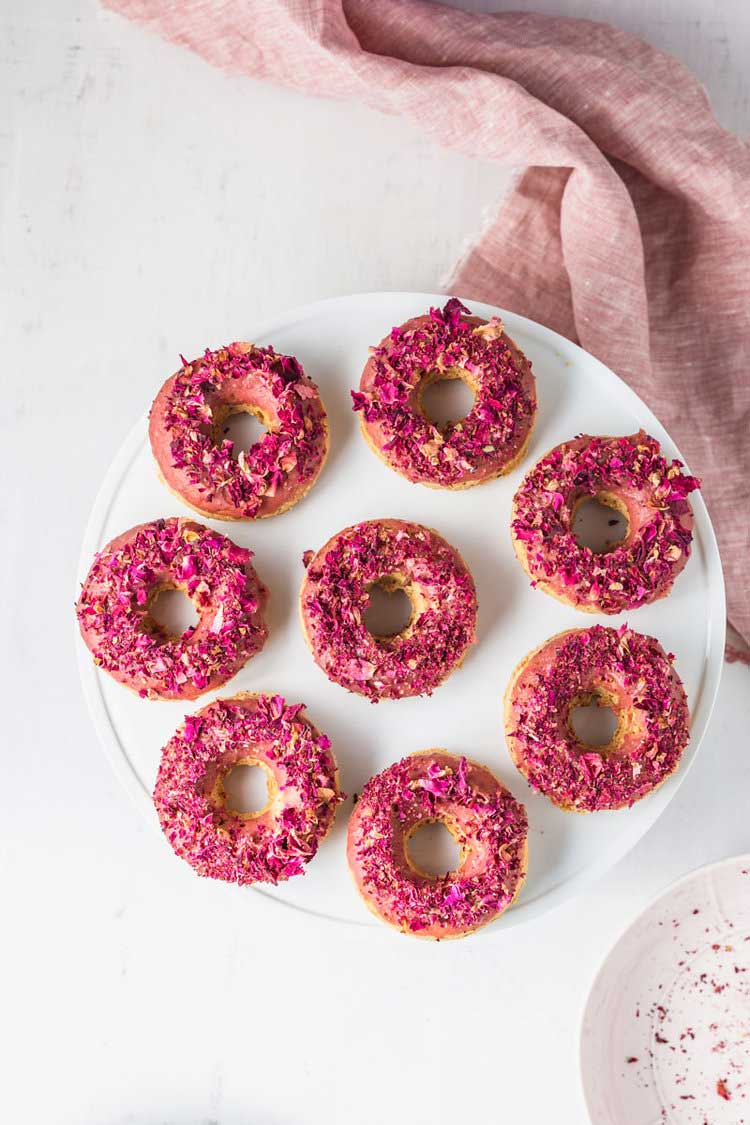 Gluten-Free Lemon Chia Donuts With Rose Frosting