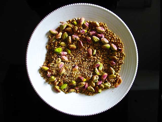 Pistachio and flower dukkah