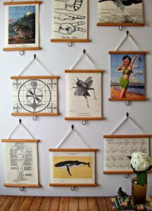 Boho wooden poster hanger inspo - source: Pinterest