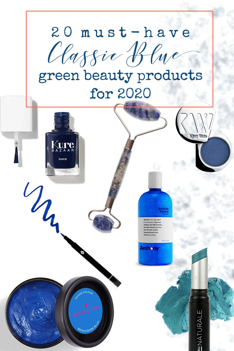 Classic Blue green beauty products pinterest image