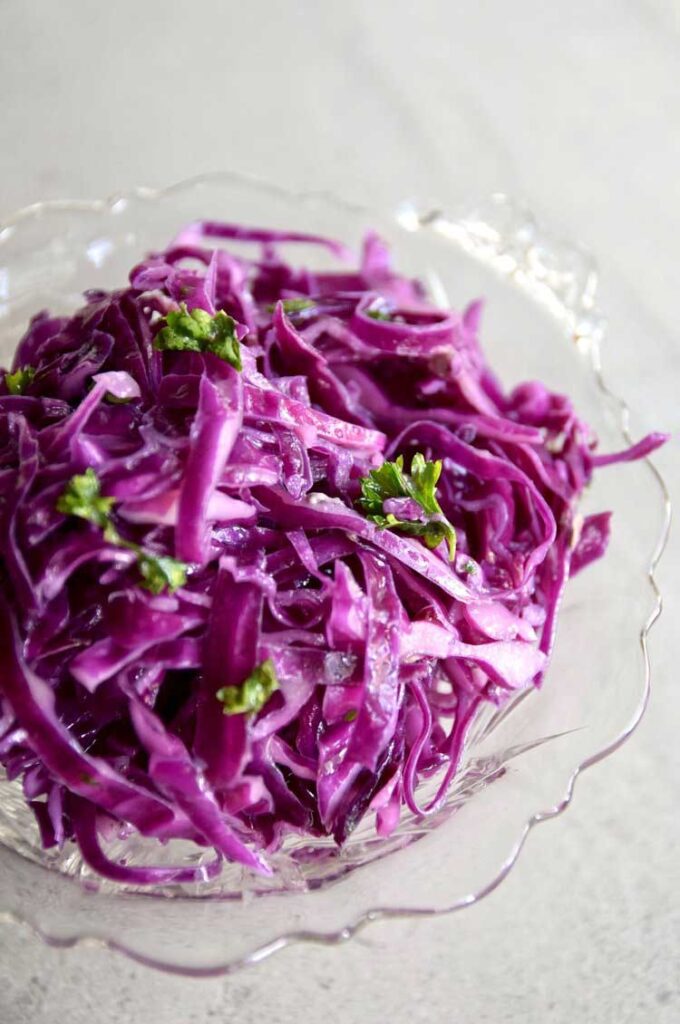 easy, raw, red cabbage salad