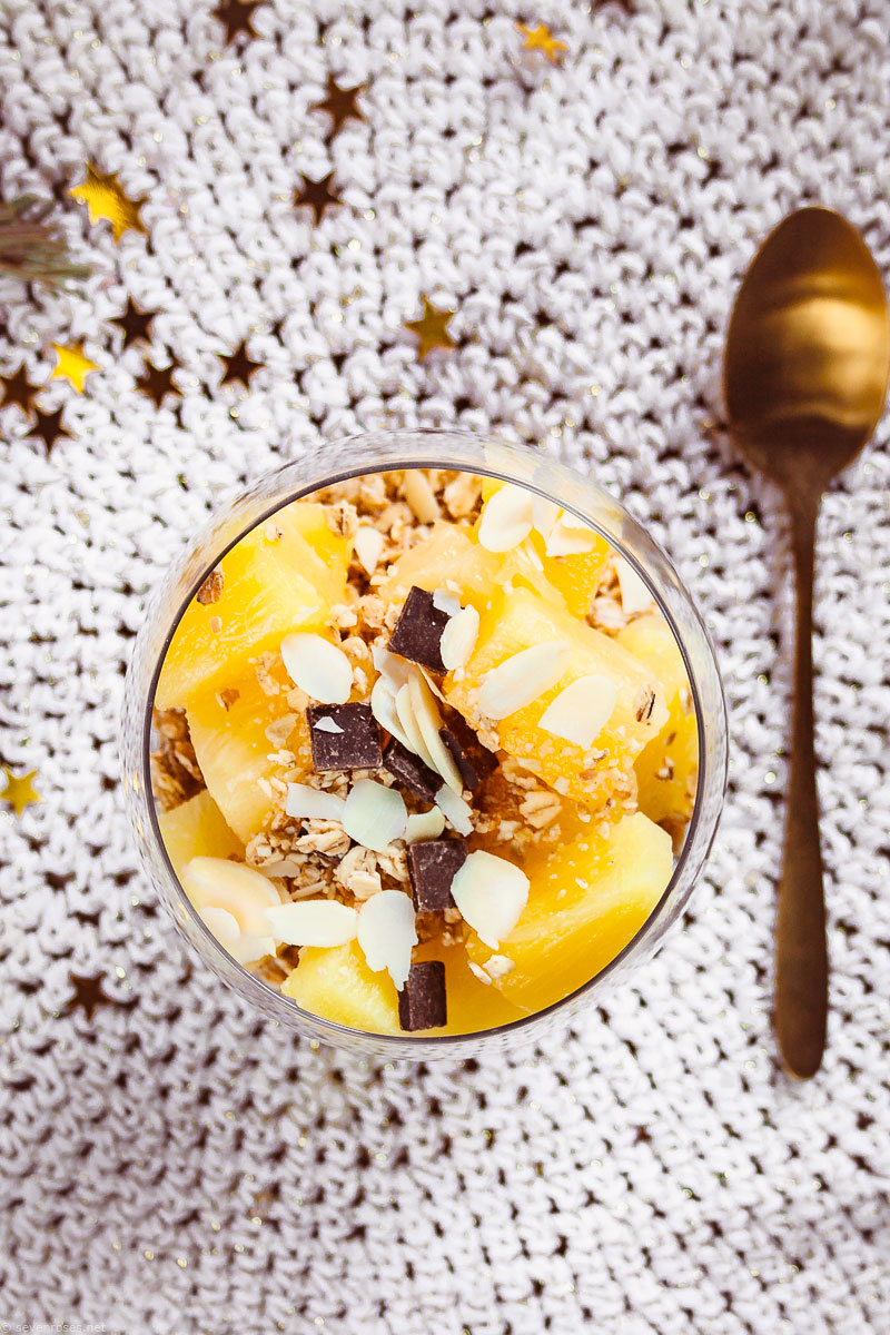 Ring in the new year with a sweet treat: pineapple and granola verrine