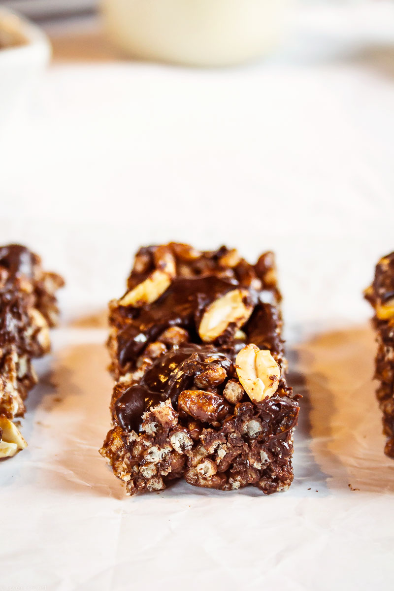 Make-ahead chocolate peanut butter rice bars | Plant-based meal prep