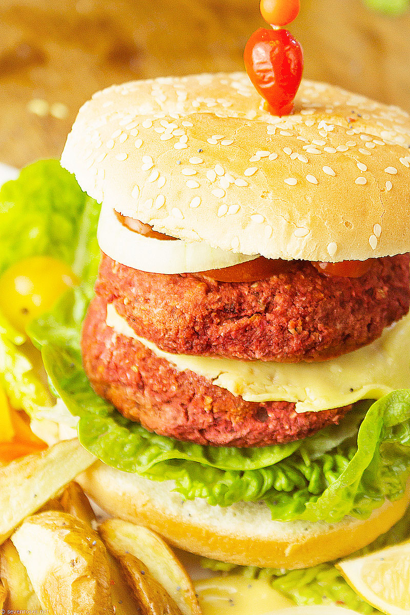 pantry staple chickpea and beet burgers