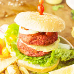 Protein-packed pantry staple chickpea and beet burgers