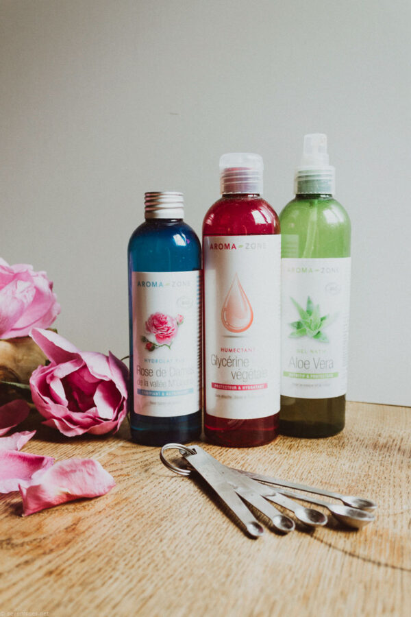 DIY Glycerin hair spray with Aloe Vera and Rose Water for curly and
