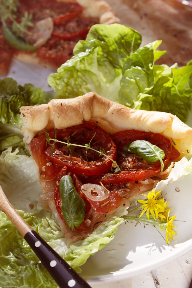 French rustic tomato tart with puff pastry Summer in a bite! Seven Roses