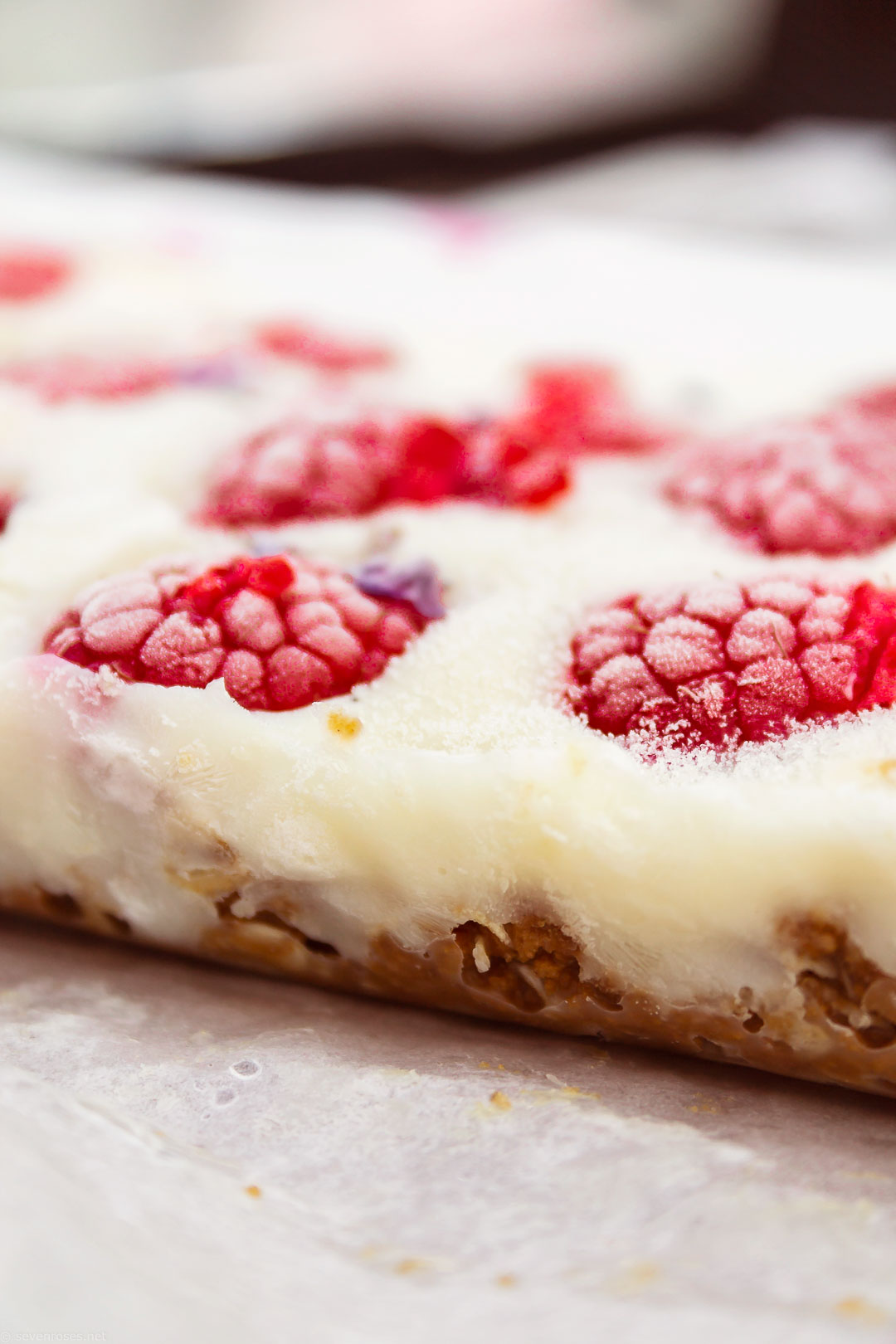 A frozen treat for hot summer days healthy Vegan frozen yogurt & raspberries bars Seven Roses