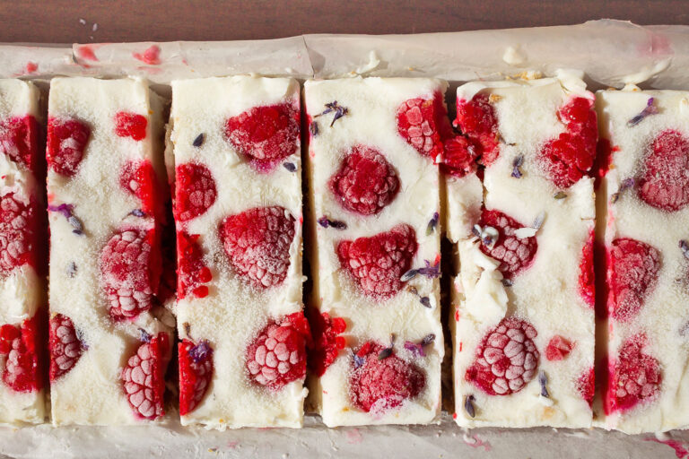 A frozen treat for hot summer days healthy Vegan frozen yogurt & raspberries bars Seven Roses