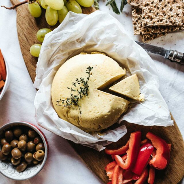 Vegan cheese made with chickpea flour