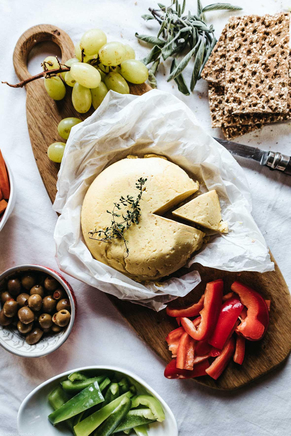 Vegan cheese made with chickpea flour